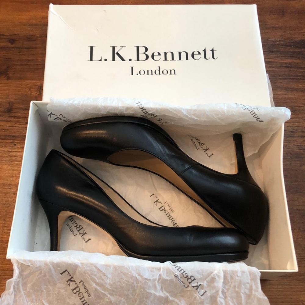 L.K. Bennett Black Leather Sybila heels